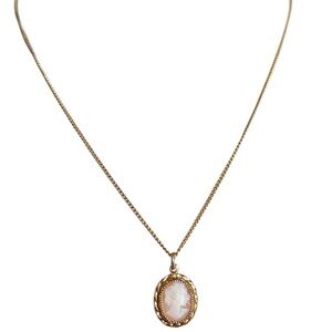 Vintage Light Pink Petite Cameo Pendant Necklace